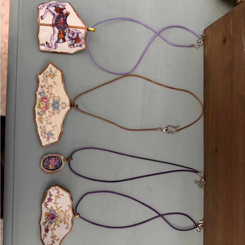 Vintage Style Porcelain Pendant Necklaces